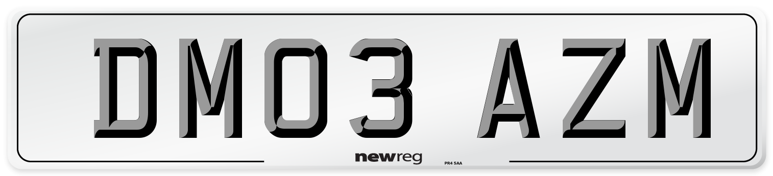 DM03 AZM Number Plate from New Reg